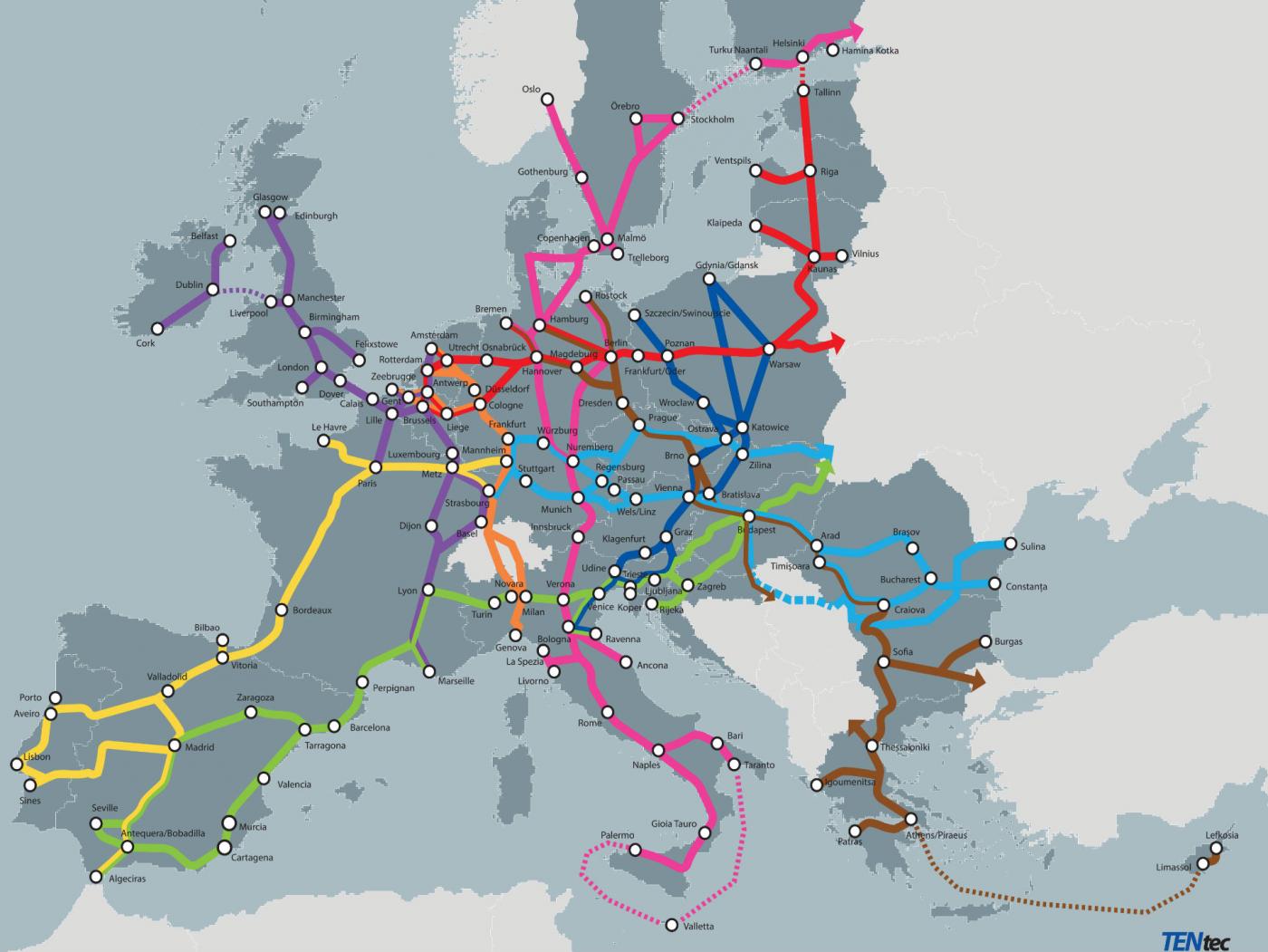 Transportcorridors Europa